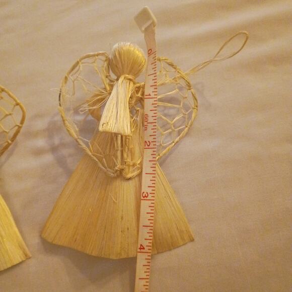 Lot of 3: Delicate Fragile Handmade Corn Husk Angel Christmas Ornaments - Picture 9 of 10